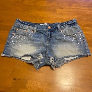 PINK Victoria’s Secret | Raw Hem Rhinestone Shorts 4 EUC Jean